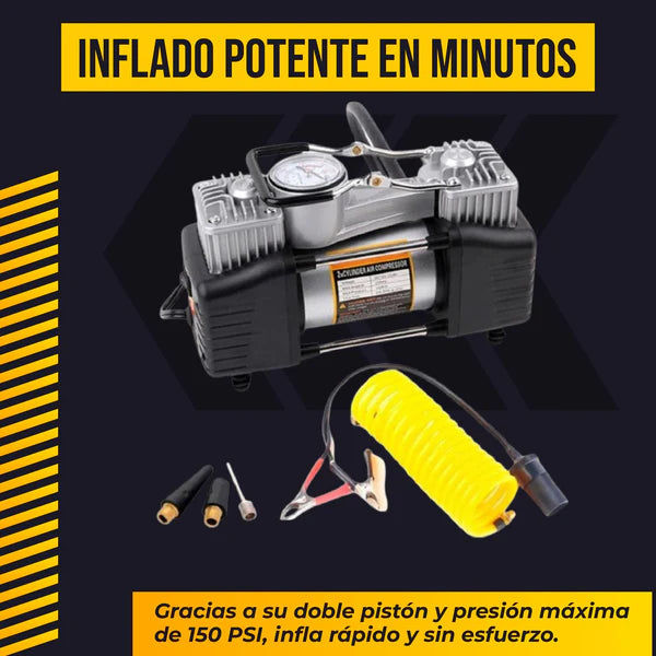 Compresor Portátil Doble Cilindro 12V – Poder 4x4 en tu Maletera